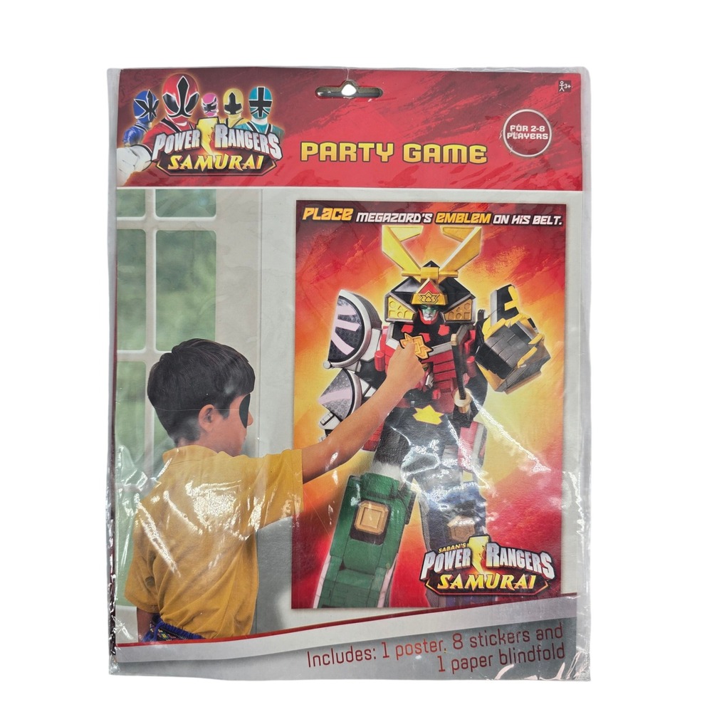 Power Rangers Samurai Party Game Megazord Poster Stickers Blindfold New 273712